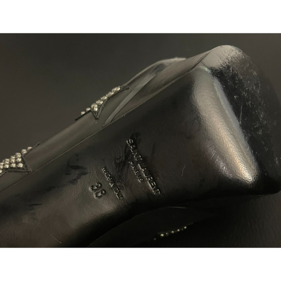 Saint Laurent Paris 38 / 8 Heels Black Leather Star Studded Pumps Stilletos - Picture 6 of 8